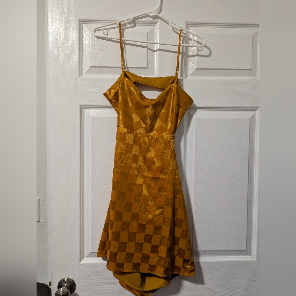 12th Tribe Checkered Backless Mini Dress